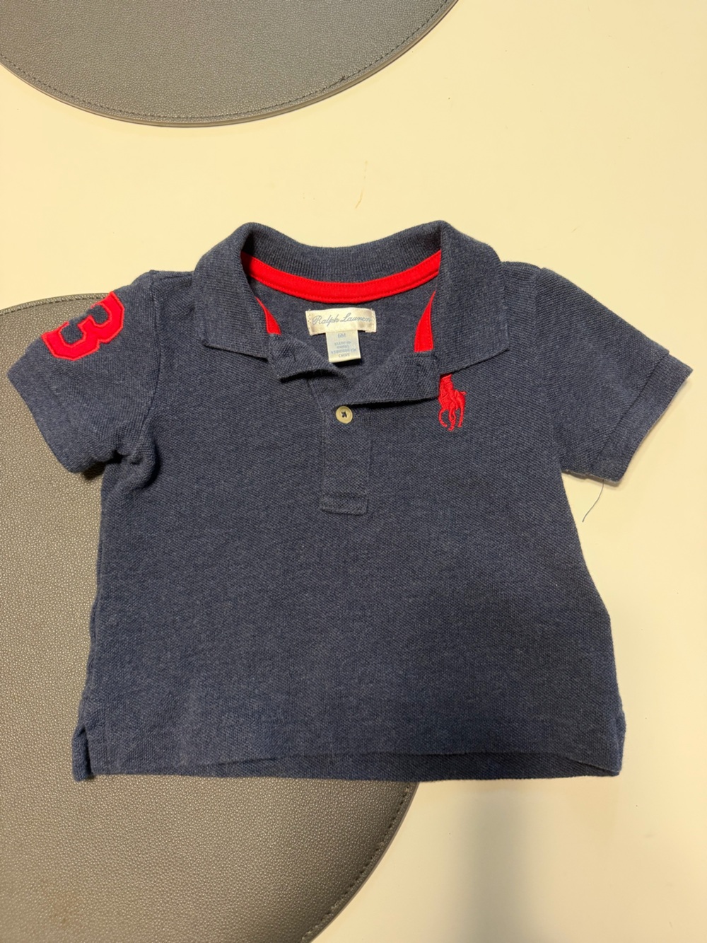 Ralph Lauren Kids Navy Polo with Red Logo & Trim
